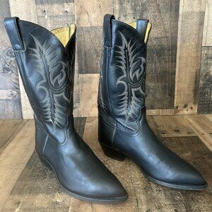 Tony Lama Vintage Black Western Cowboy Boots Mens 9.5 EE